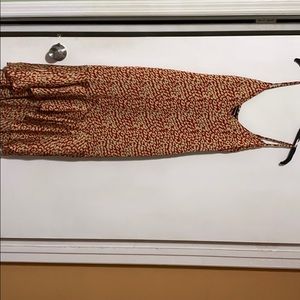 Red Leopard  Print Frill Hem Midi Dress